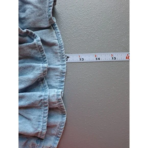 American Eagle Ruffle Denim Crop Top Womens Small Blue Stretch Summer - Picture 7 of 7